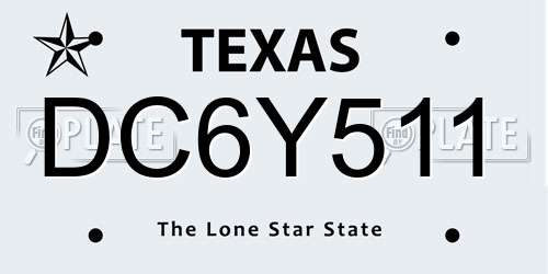 DC6Y511 Texas License Plate