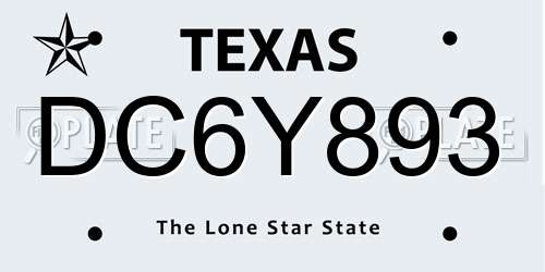 DC6Y893 Texas License Plate
