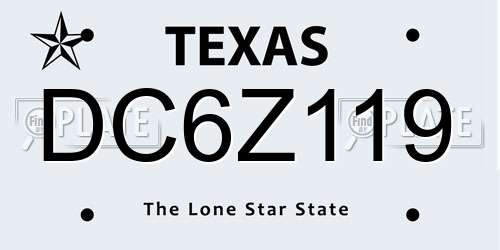 DC6Z119 Texas License Plate