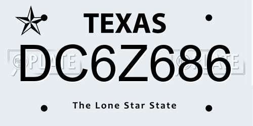 DC6Z686 Texas License Plate