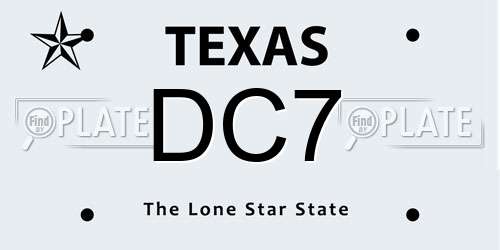 DC7 Texas License Plate