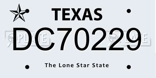 DC70229 Texas License Plate