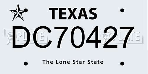 DC70427 Texas License Plate