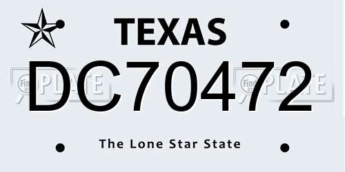 DC70472 Texas License Plate