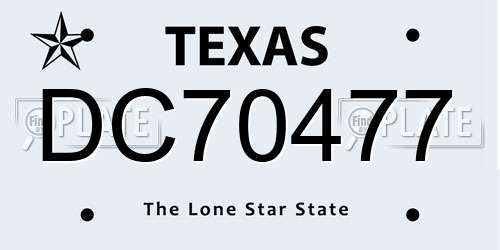 DC70477 Texas License Plate