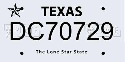DC70729 Texas License Plate