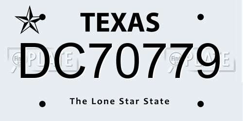 DC70779 Texas License Plate
