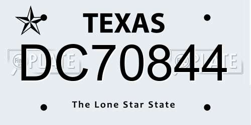 DC70844 Texas License Plate