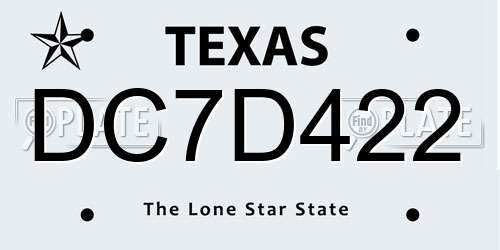 DC7D422 Texas License Plate