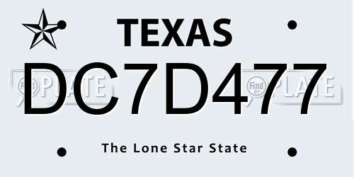 DC7D477 Texas License Plate