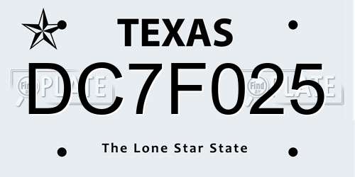 DC7F025 Texas License Plate