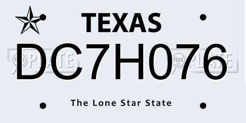 DC7H076 Texas License Plate