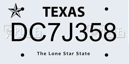 DC7J358 Texas License Plate
