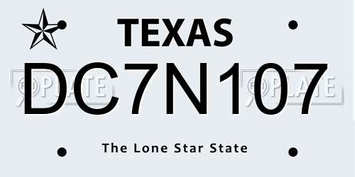 DC7N107 Texas License Plate