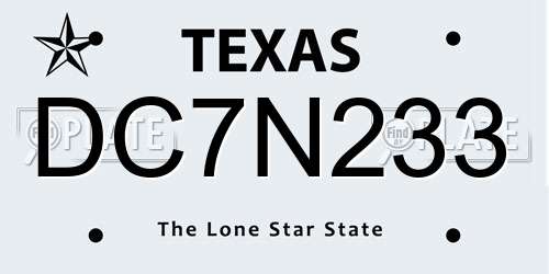 DC7N233 Texas License Plate