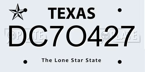 DC7O427 Texas License Plate