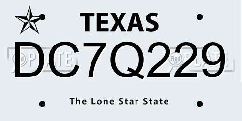 DC7Q229 Texas License Plate