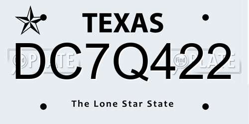 DC7Q422 Texas License Plate