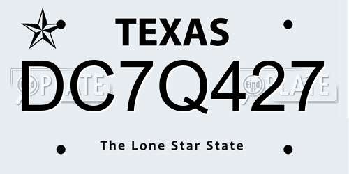 DC7Q427 Texas License Plate