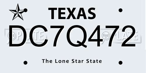 DC7Q472 Texas License Plate