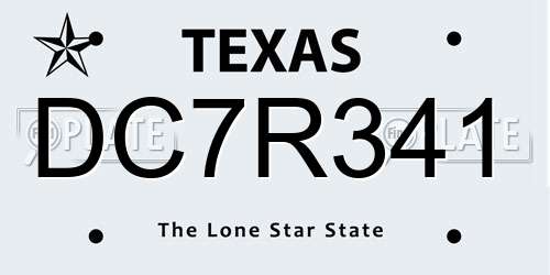 DC7R341 Texas License Plate