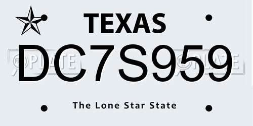 DC7S959 Texas License Plate