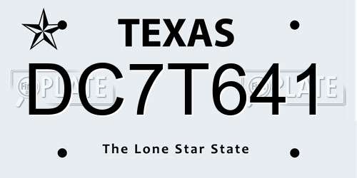 DC7T641 Texas License Plate