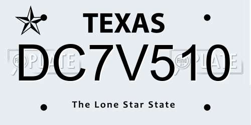 DC7V510 Texas License Plate