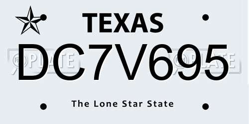 DC7V695 Texas License Plate