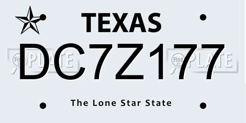 DC7Z177 Texas License Plate