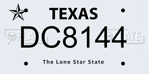 DC8144 Texas License Plate