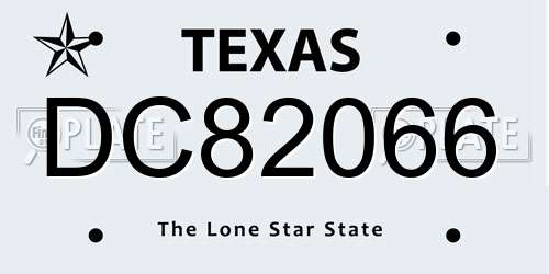 DC82066 Texas License Plate