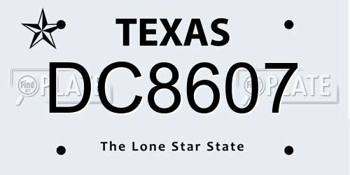 DC8607 Texas License Plate