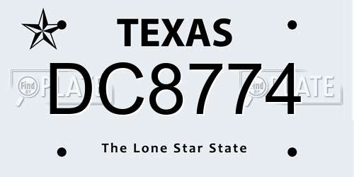 DC8774 Texas License Plate