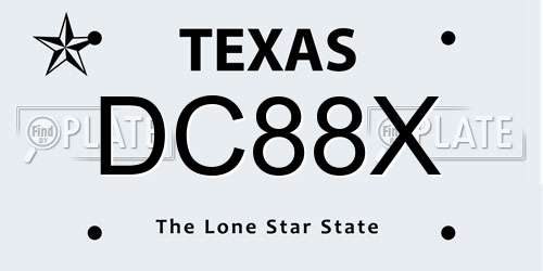 DC88X Texas License Plate