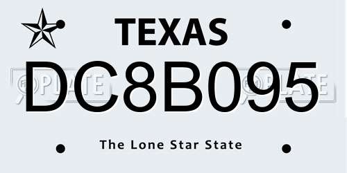 DC8B095 Texas License Plate