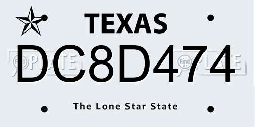 DC8D474 Texas License Plate