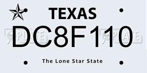 DC8F110 Texas License Plate
