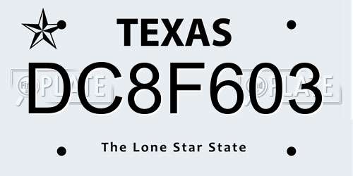 DC8F603 Texas License Plate