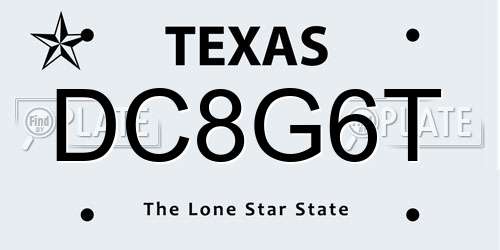 DC8G6T Texas License Plate