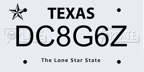 DC8G6Z Texas License Plate