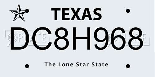 DC8H968 Texas License Plate