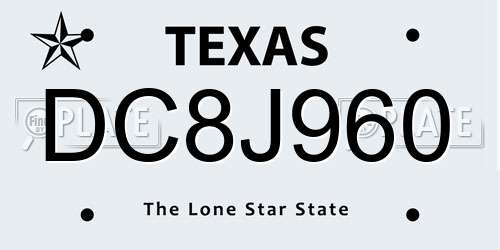 DC8J960 Texas License Plate