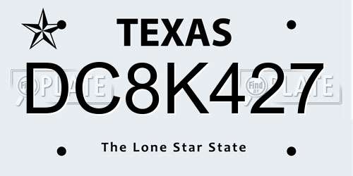 DC8K427 Texas License Plate