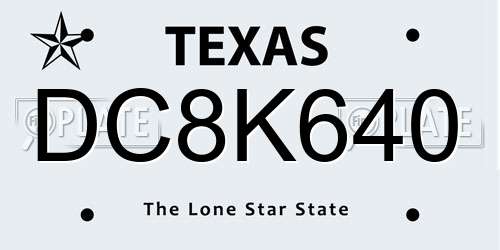 DC8K640 Texas License Plate