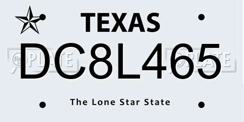 DC8L465 Texas License Plate