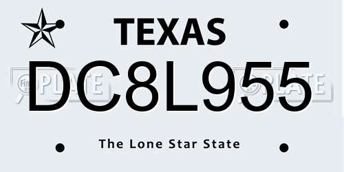 DC8L955 Texas License Plate