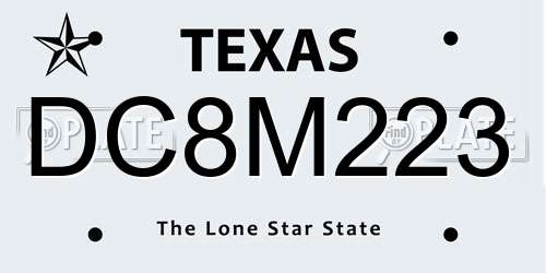 DC8M223 Texas License Plate