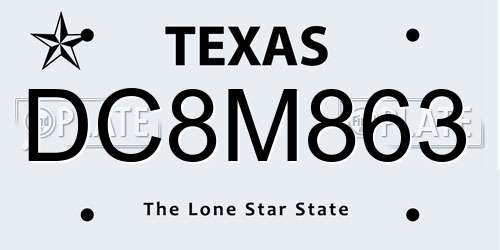 DC8M863 Texas License Plate