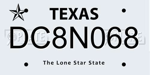 DC8N068 Texas License Plate